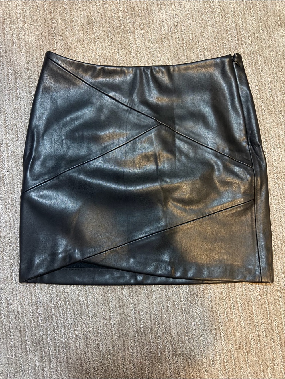 Zara Black Faux Leather Paneled Mini Skirt